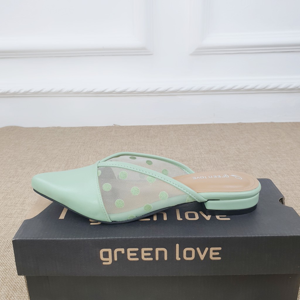 Green Love Slip on Mules POLKADOT