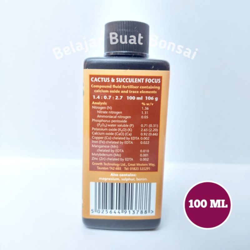 Pupuk Cair Bonsai Succulent Focus 100 ML Made In USA