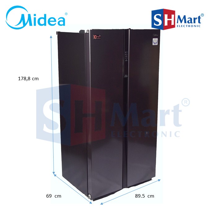 KULKAS MIDEA  SIDE BY SIDE HC-689VB / HC 689 VB LEMARI ES SIDE BY SIDE  HC689VB GARANSI RESMI (Medan)