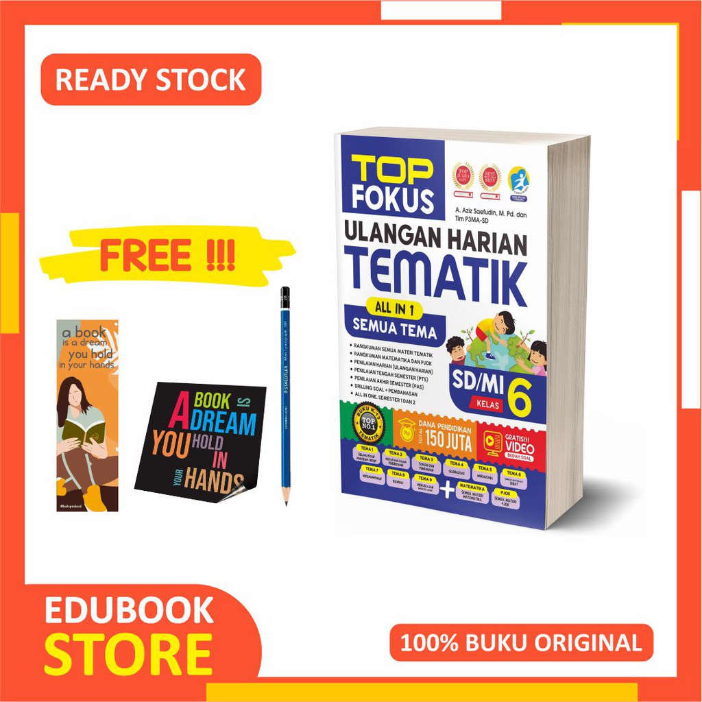 BUKU SD KELAS 6 TEMATIK ULANGAN HARIAN TOP FOKUS - FORUM EDUKASI - (BONUS PENSIL 2B DLL )