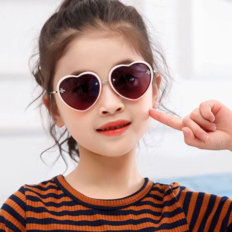 【YUZHU】COD Glitter Cinta Bentuk Bingkai Kartun Bee Sunglasses untuk Anak