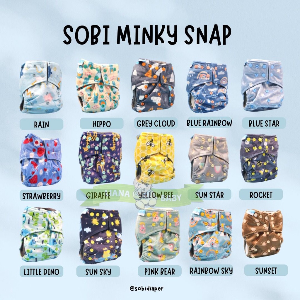 CLOTH04 SOBI CLOTH DIAPER PAMPER BISA DI CUCI MINKY SNAP | COMBO PANTS | BAMBOO CHARCOAL