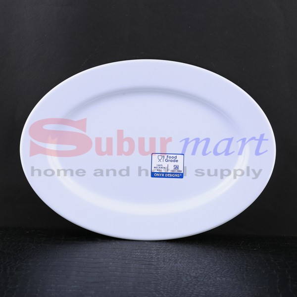 Lodor - Piring saji oval melamin putih 12" Onyx - 1512