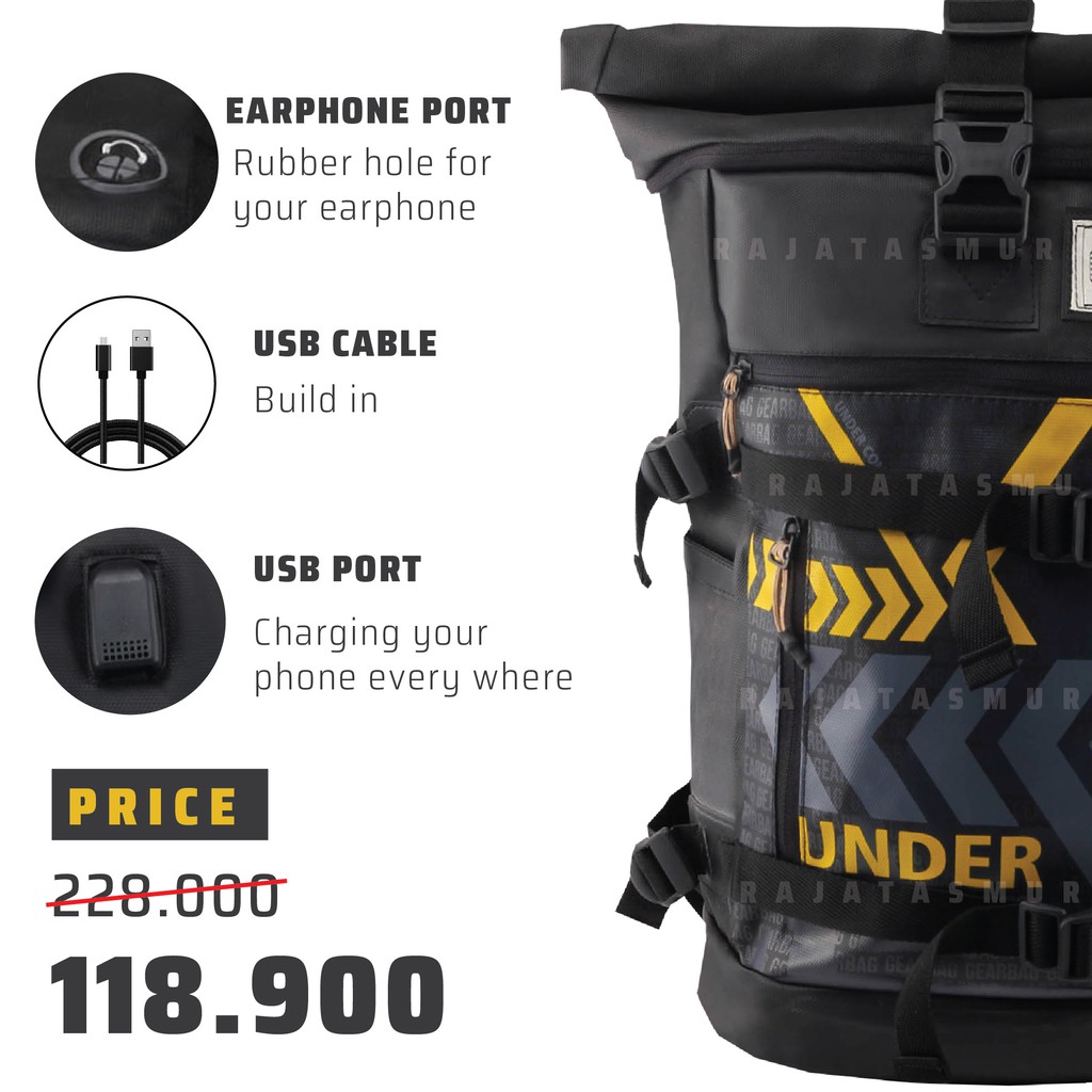 TAS TRAVEL - Ransel Gunung Outdoor Tas Ransel Pria Gear Bag 13131 - Montego + 2 PORT USB Charger RANSEL MUDIK LEBARAN