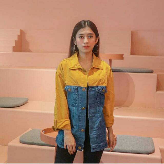 jaket jeans two tone