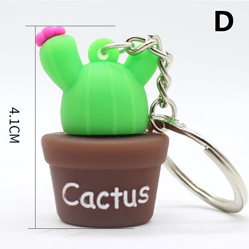GANTUNGAN KUNCI TAS MOBIL MOTOR CHARACTER UNIK KEYCHAIN 3D MINI BAHAN PVC KARET LUCU GANCI KARAKTER BOBA FOOD CACTUS-KAKTUS BUNGA PINK