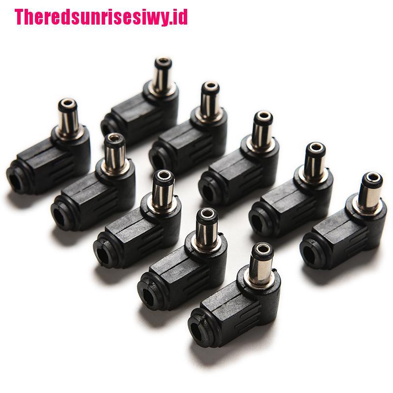 【Theredsunrisesiwy.id】10pcs Right Angle 2.1x5.5mm 2.1mm DC Power Male Plug Soldering Connector Black