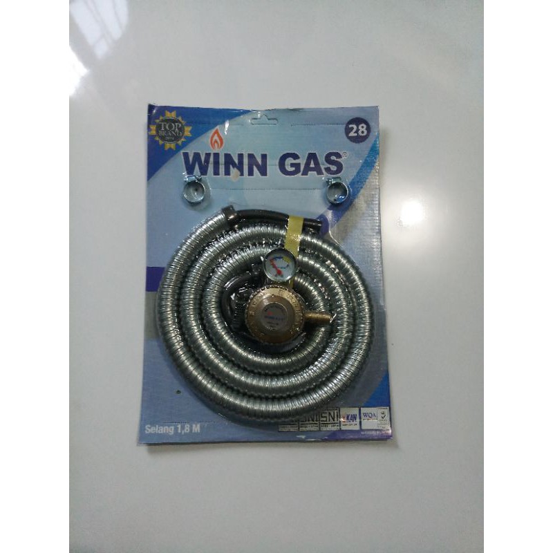 PAKET BRAND SELANG WINN GAS SELONGSONG BESI + REGULATOR METER