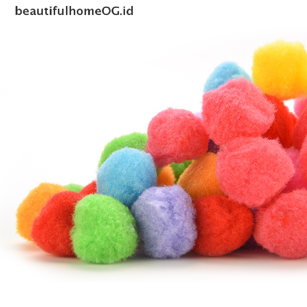 100 Pcs Pom Poms Ukuran 10mm 20mm 30mm 40mm Warna Campur Untuk Kerajinan Anak