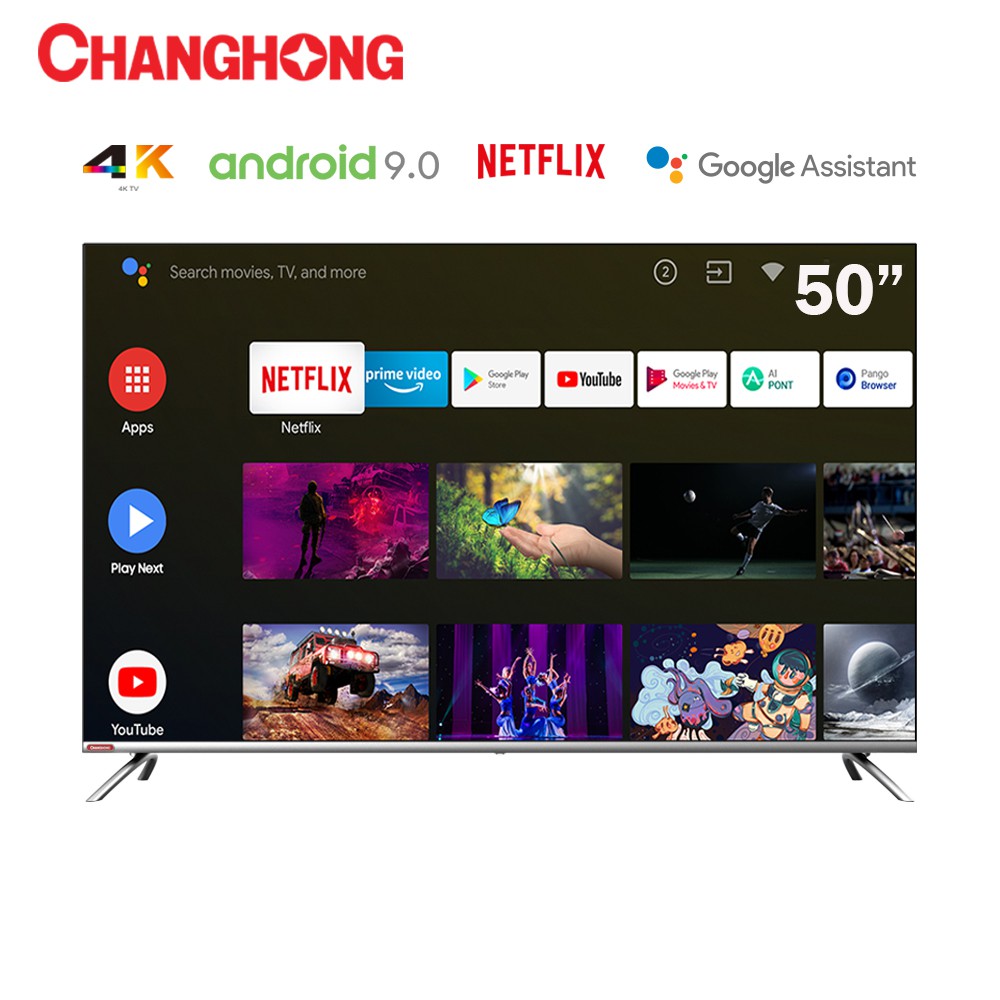 Changhong 50 Inch 4k Android 9 0 Smart Tv Uhd Netflix Tv Frameless Google Certified Led Tv U50h7 Shopee Indonesia