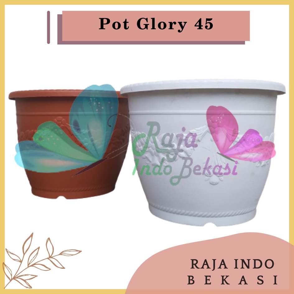 ONLY SAMEDAY AND INSTAN Pot Glory 45 Putih Coklat Merah Bata Orange - Pot Besar Jumbo 50cm Pot Besar Plastik Bahan Tebal
