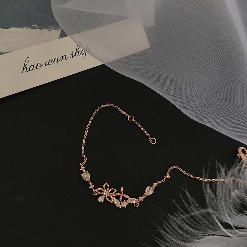 【CandyCat】Versi Korea Dari Gelang Kecil Bunga Kupu-kupu Segar Sederhana Dan Halus Gelang Zirkon Bertatahkan Mikro Perempuan-1