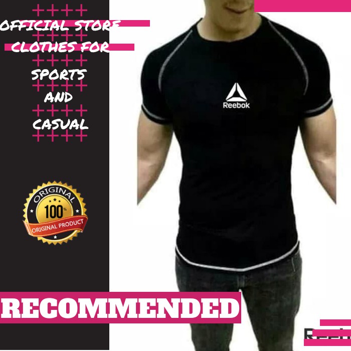 KAOS GYM RUNNING REBOOK PRIA BAJU SPORT FITNES COWOK TSHIRT BASELAYER MAN FT051