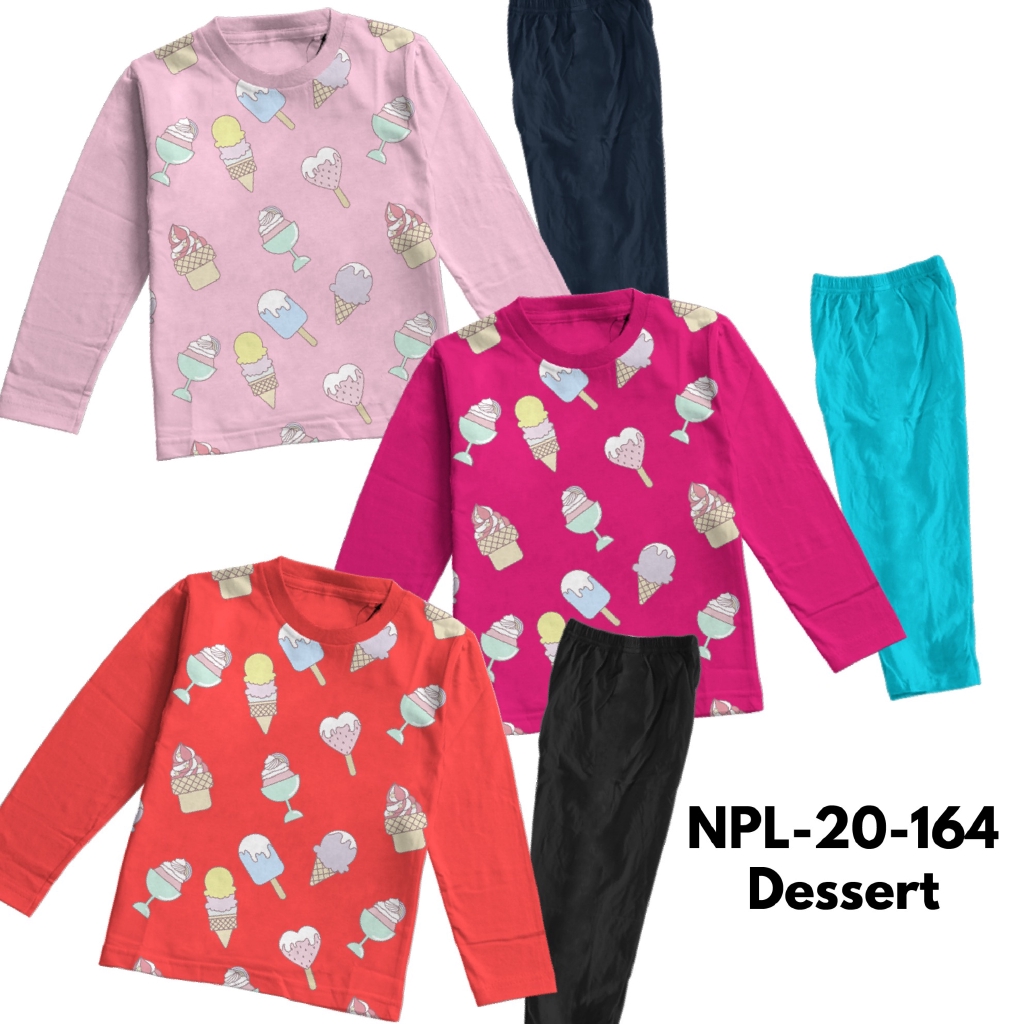 Baju Tidur Piyama Anak Dessert Pink Cloud Usia 2 - 8 Tahun Combed 30s Lembut