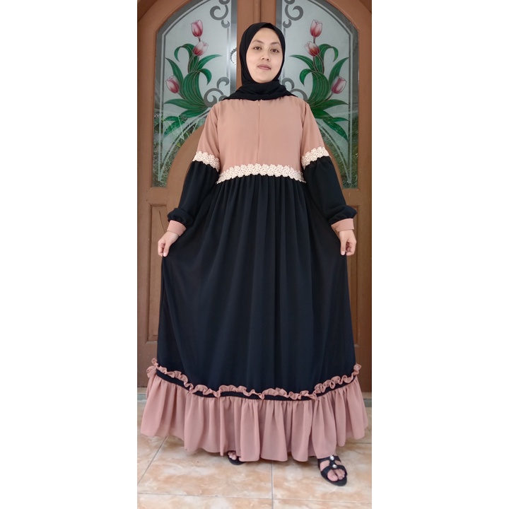 Dress kombinasi renda besar /dress ceruttibabbydoll variasi renda besar