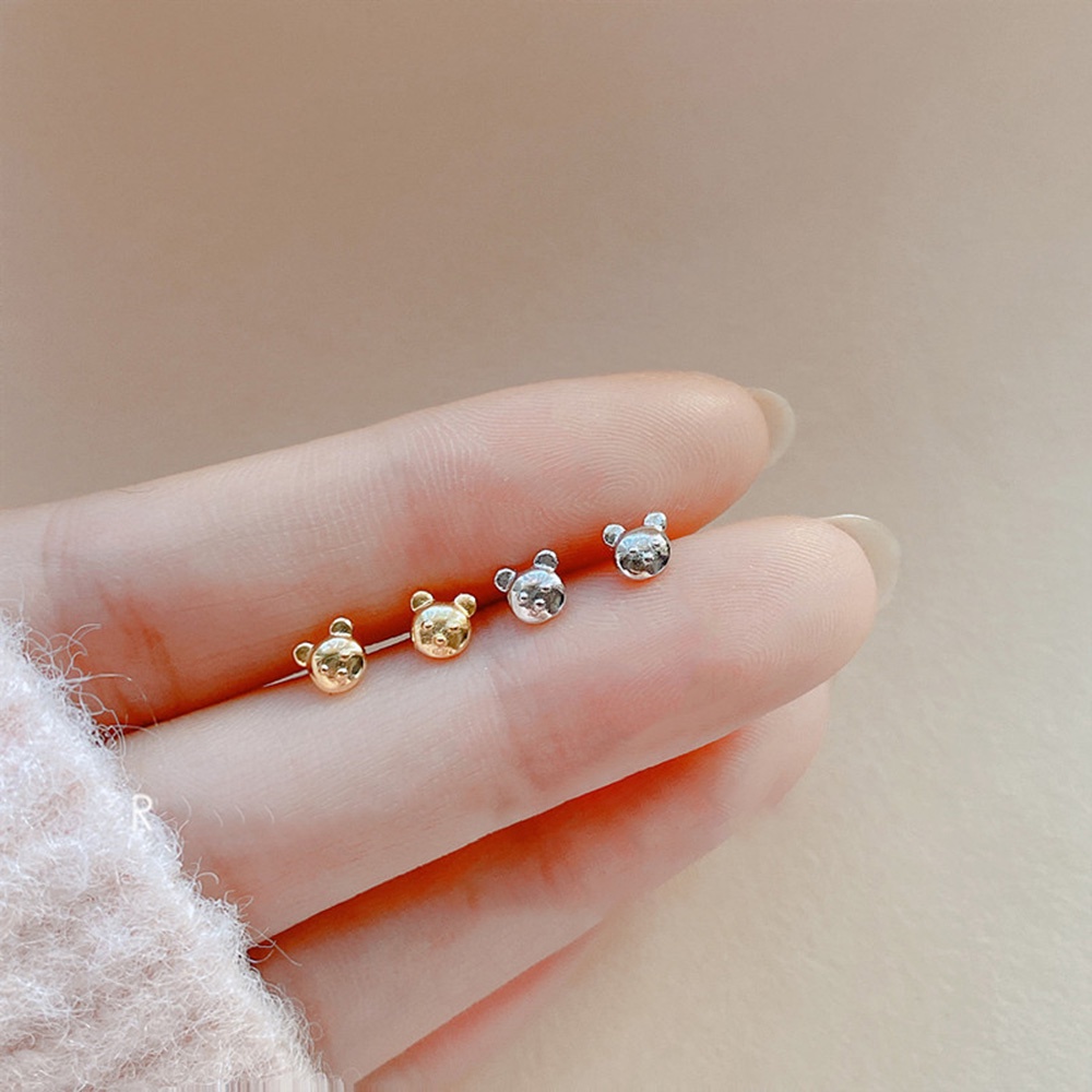 Anting Stud Mini Bentuk Beruang Untuk Wanita