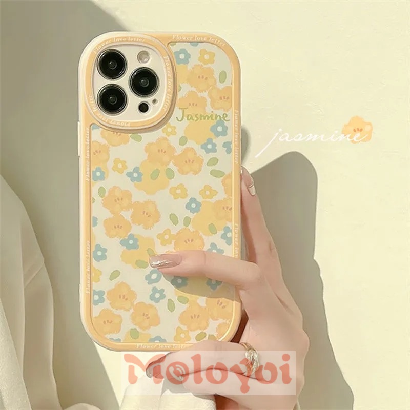 Soft Case TPU Motif Bunga Kuning Gaya Retro Untuk IPhone 7 8 Plus X XR 11 13 112 Pro Max XS Max 7 Plus 8 Plus 6 6s SE 2020