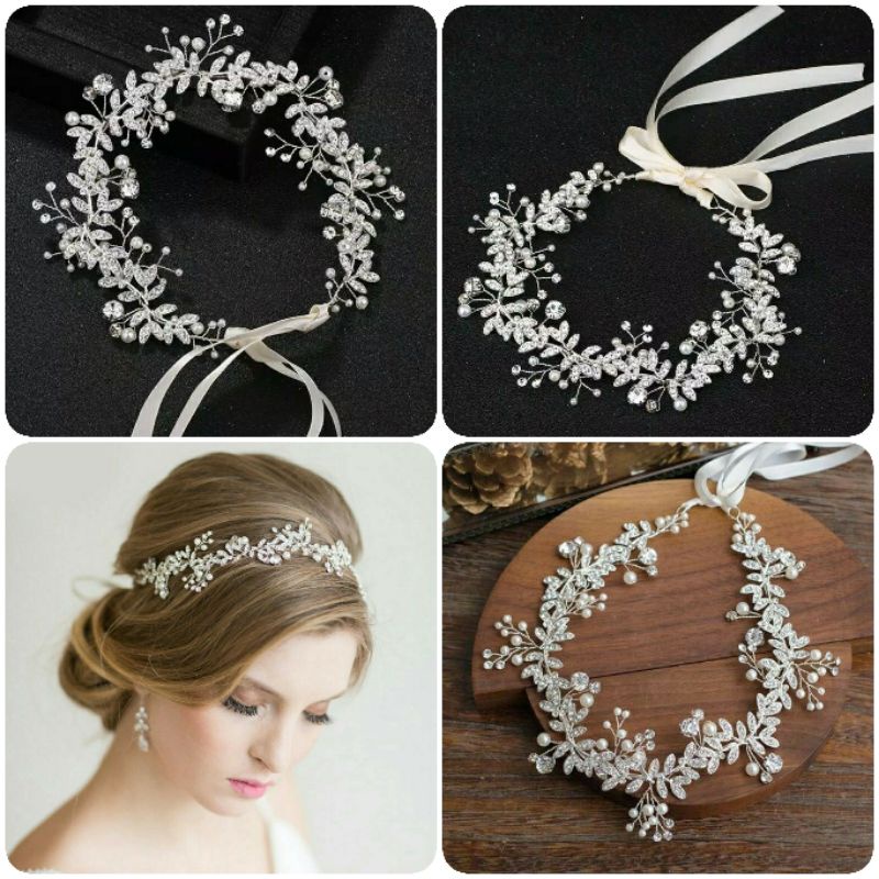 Tiara Flower Crown Hairpiece Hijab Aksesoris Pengantin Mahkota Wedding Fashion Bridal HPC339