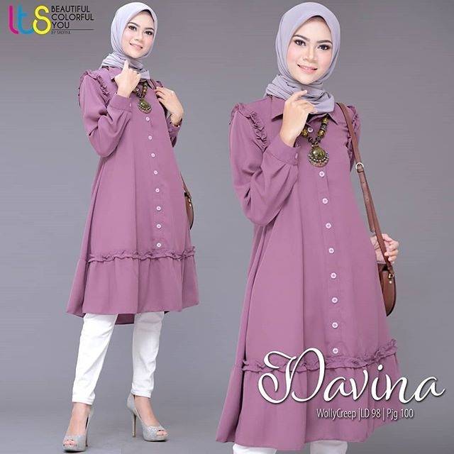 Davina Tunik, ATASAN, TUNIK, Blouse wanita, atasan wanita, BLOUSE, Fashion muslim, baju wanita,dress