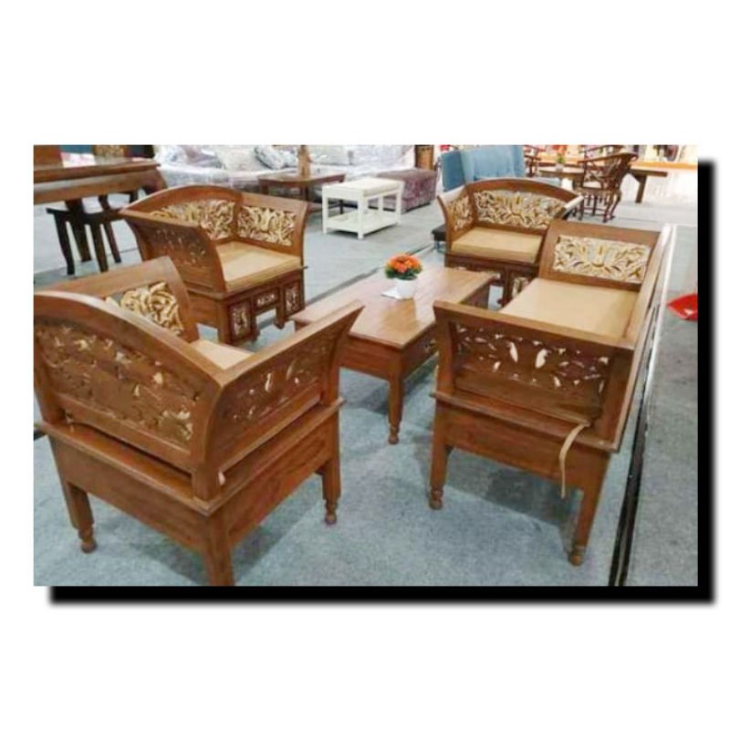 KURSI TAMU UKIR KARTINI JATI JEPARA