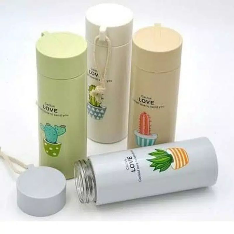 Bundara.id Pr-752 Free box Botol kaca silikon kaktus 450 ml Botol minum lucu motif kaktus unik
