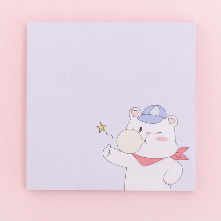 J2 - Sticky Notes Hamster Beruang Bear Lucu Memo Unik Note-kasuga bear