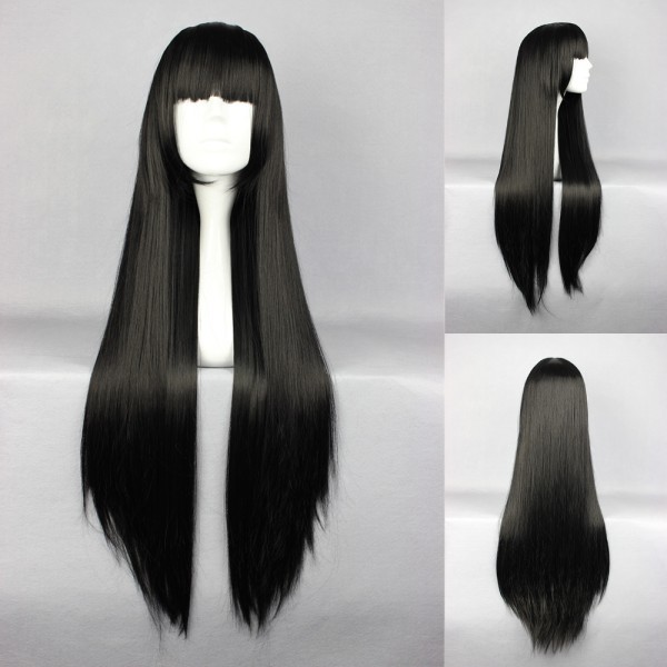 Wig Cosplay MCoser Black Hitam 80cm 001I - K-On Mio - Jigoku Shojo Enma Ai - Kakegurui Jabami Yumeko