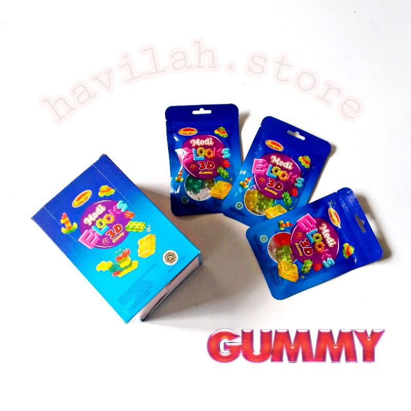 

Modi Gummy Blocks 3D / Permen Jeli Aneka Rasa 1 Box isi 12pcs