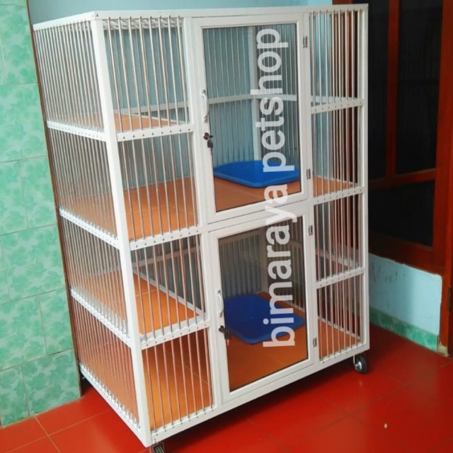 KANDANG KUCING ALUMINIUM PREMIUM 2 KAMAR TINGKAT (90x70x140)