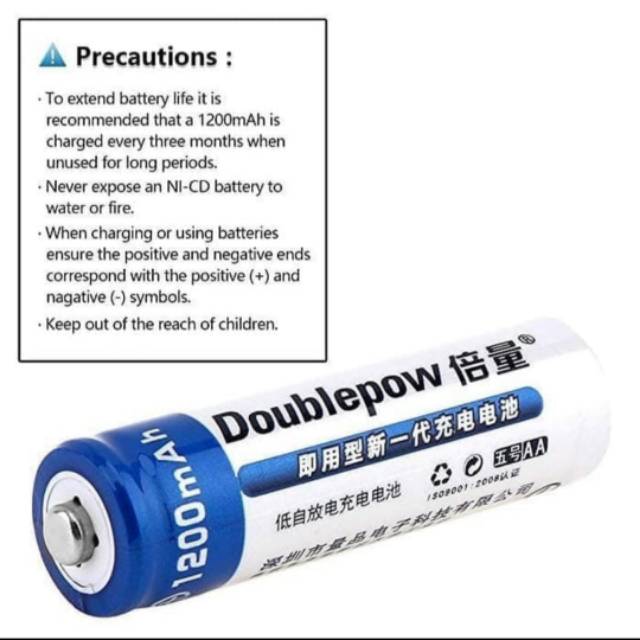 Baterai AAA DoublePow Rechargeable Recharge 900Mah