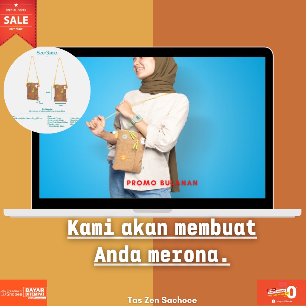 Tas Selempang Mini Tas HP Cewek - Tas Zen Sachoce Choral Femme - Tas Selempang simple Tas Zen [U7E7]