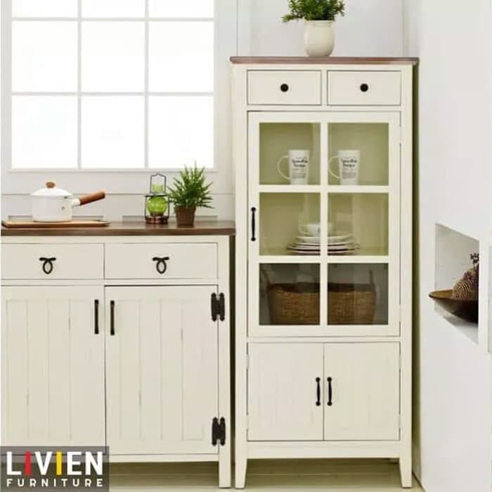 Flash Sale - Lemari Dapur Kaca French Country Livien Furniture Best Furniture
