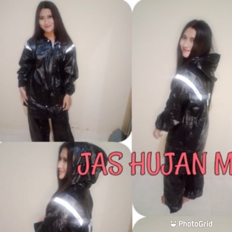 Jas Hujan Stelan PENGUIN Black Mammoth Tebal Jaket Celana Jumbo FERRARI Setelan Besar FERARI PINGUIN