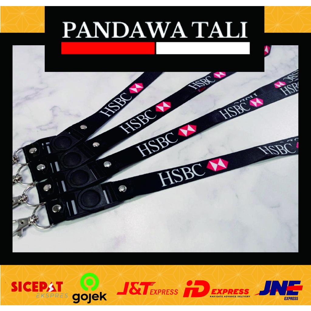 

Lanyard Bank HSBC Hitam / Lanyard Printing Pandawa Tali Surabaya
