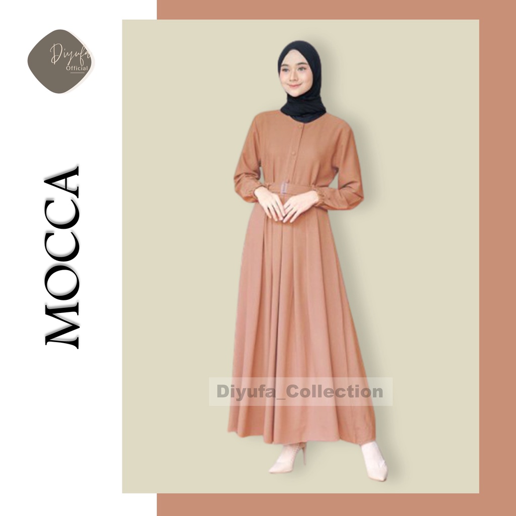 Baju Gamis Wanita Cewek Remaja Terbaru kekinian Alsize / Jumbo Kancing Dada Dress Moscrepe Busui-MOCCA