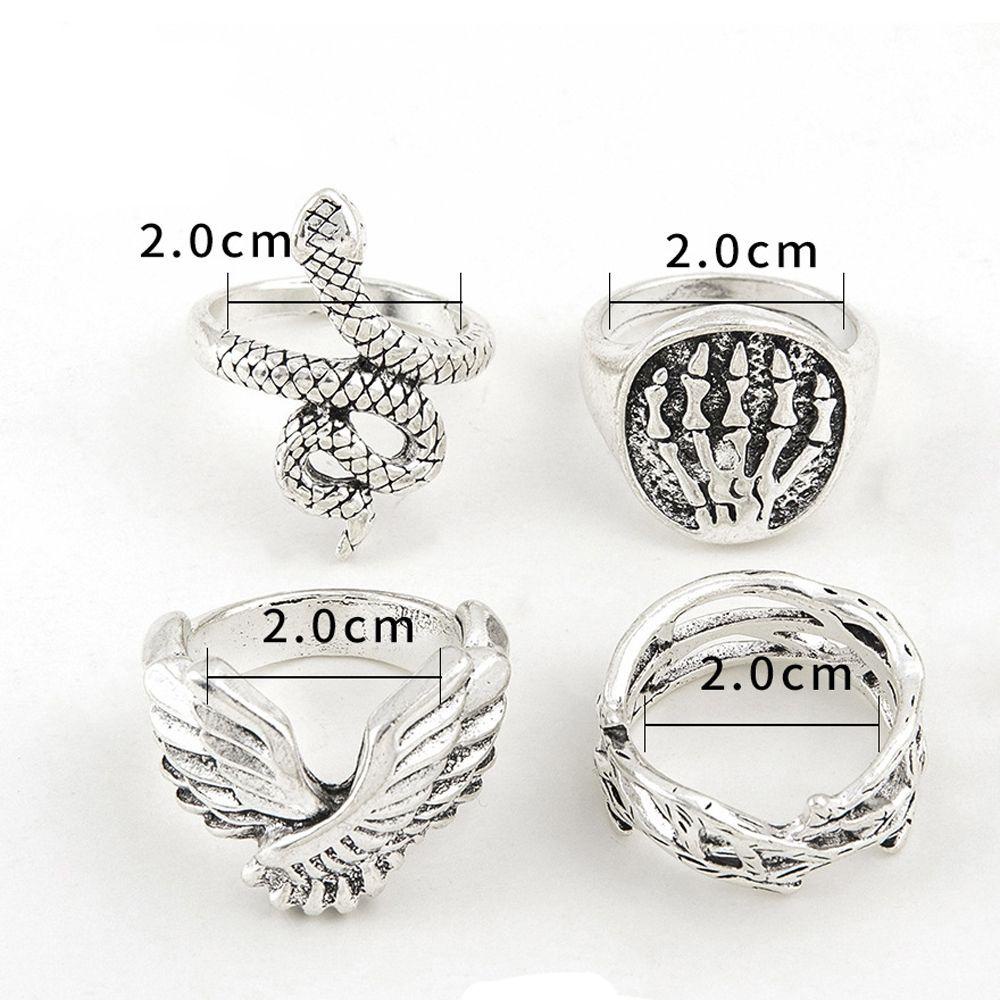 Needway Man Cincin Hadiah 4pcs /set Geometri Fashion Perhiasan Berlebihan Temperamen Unisex Gaya Korea Ring