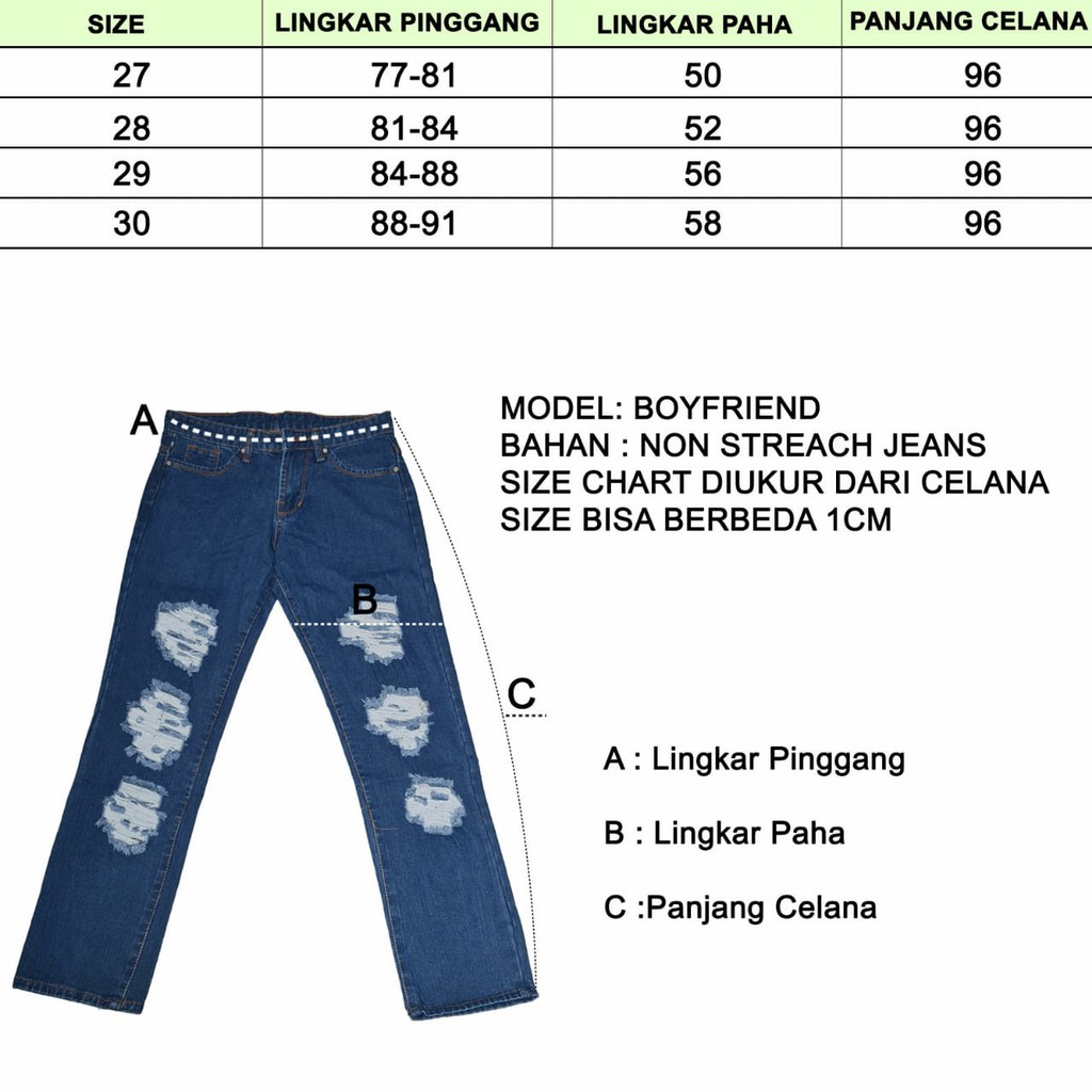 KENYAJEANS CELANA JEANS PREMIUM BOYFRIEND SOBEK BIRU JEANS /RIPPED JEANS /NONSTREACH JEANS /27 - 30