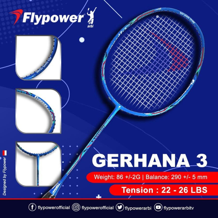 FLYPOWER GERHANA 3 RAKET BADMINTON ORIGINAL