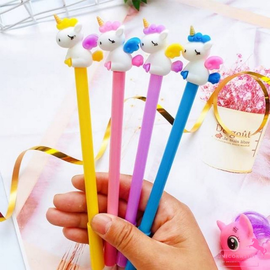 Bolpoin Unicorn Gel Pulpen Unicorn Badan Sayap Anak Sekolah Hitam Lucu