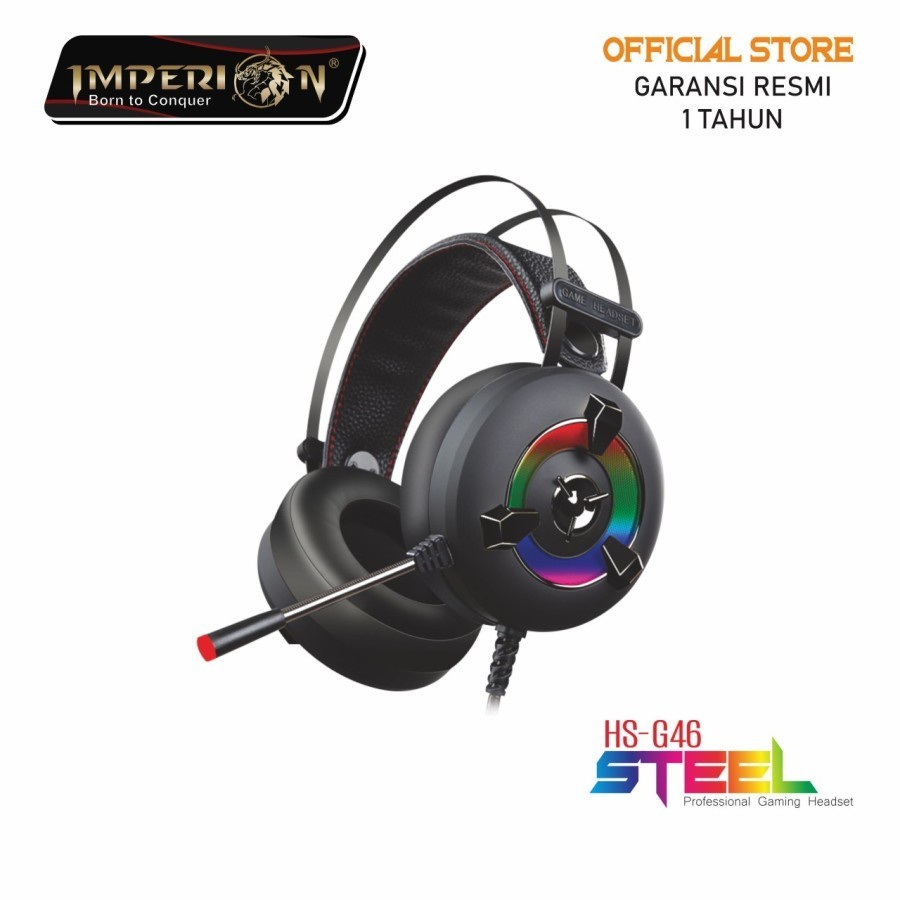 Headset gaming imperion wired audio 3.5mm Usb running rgb steel Hs-G46