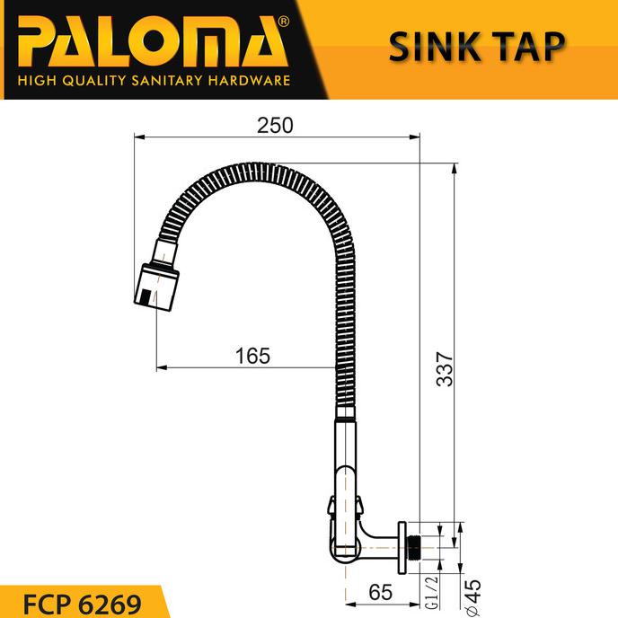 TAP PALOMA FCP 6269 KERAN KRAN FLEXIBLE SINK WASTAFEL DAPUR TEMBOK