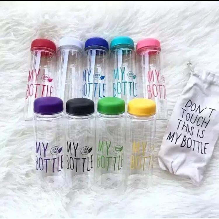 [MB01] My Bottle Bening Botol Air Minum Simple Praktis Unik BPA Free + Sarung Pouch Random Color