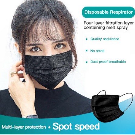 Masker KPOP motif hitam polos idol korea