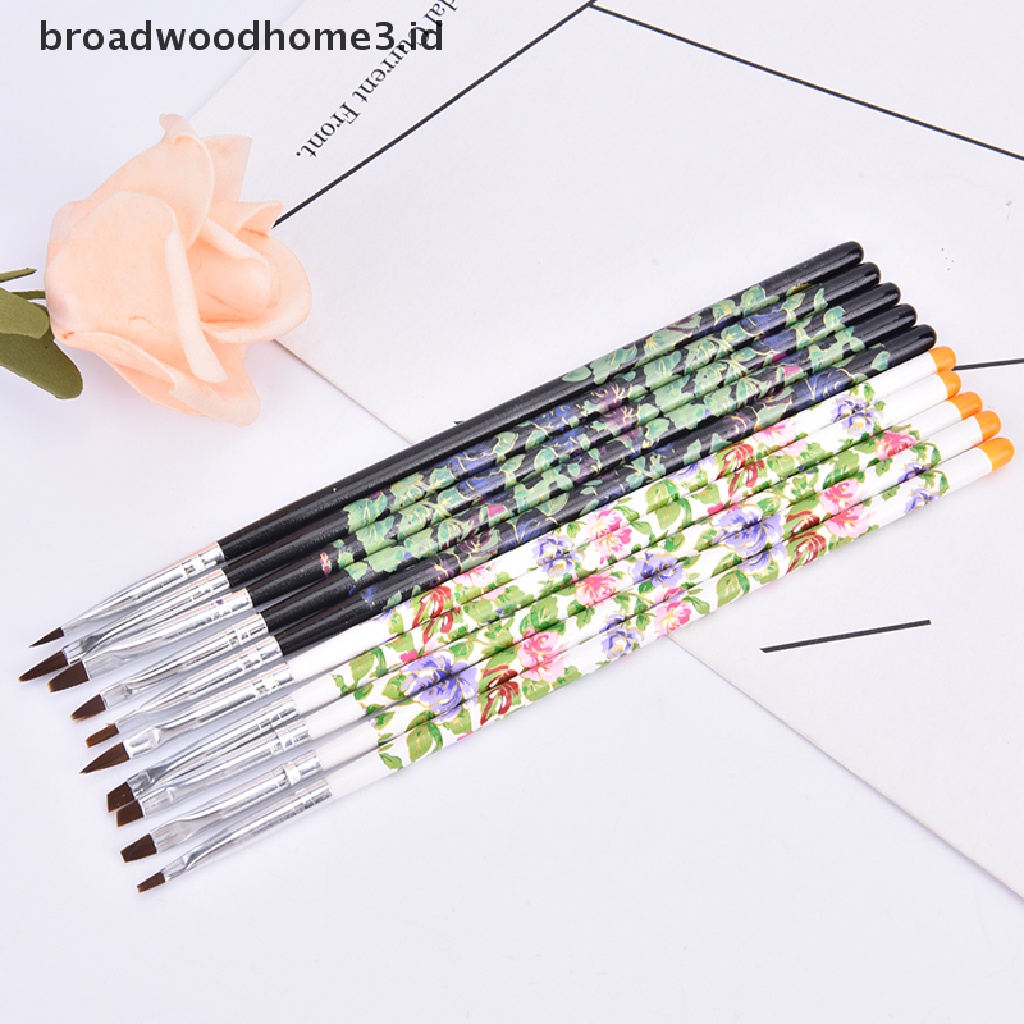 5pcs / set Brush Nail Art UV Gel Extension Kepala Flat Untuk Manicure