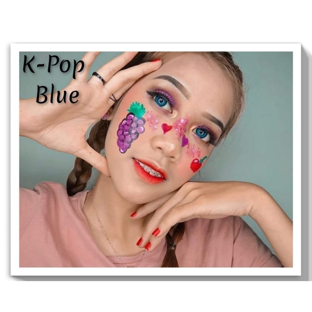 Softlens X2 K-POP DIA 16.00mm NORMAL MINUS Black Grey Brown Blue (-0.50 s/d -3.00) KPOP Lensa Kontak-BLUE