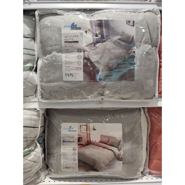 Krishome/sleep lite set bedheet&bedcover embos single/double abu abu/seprei&selimut