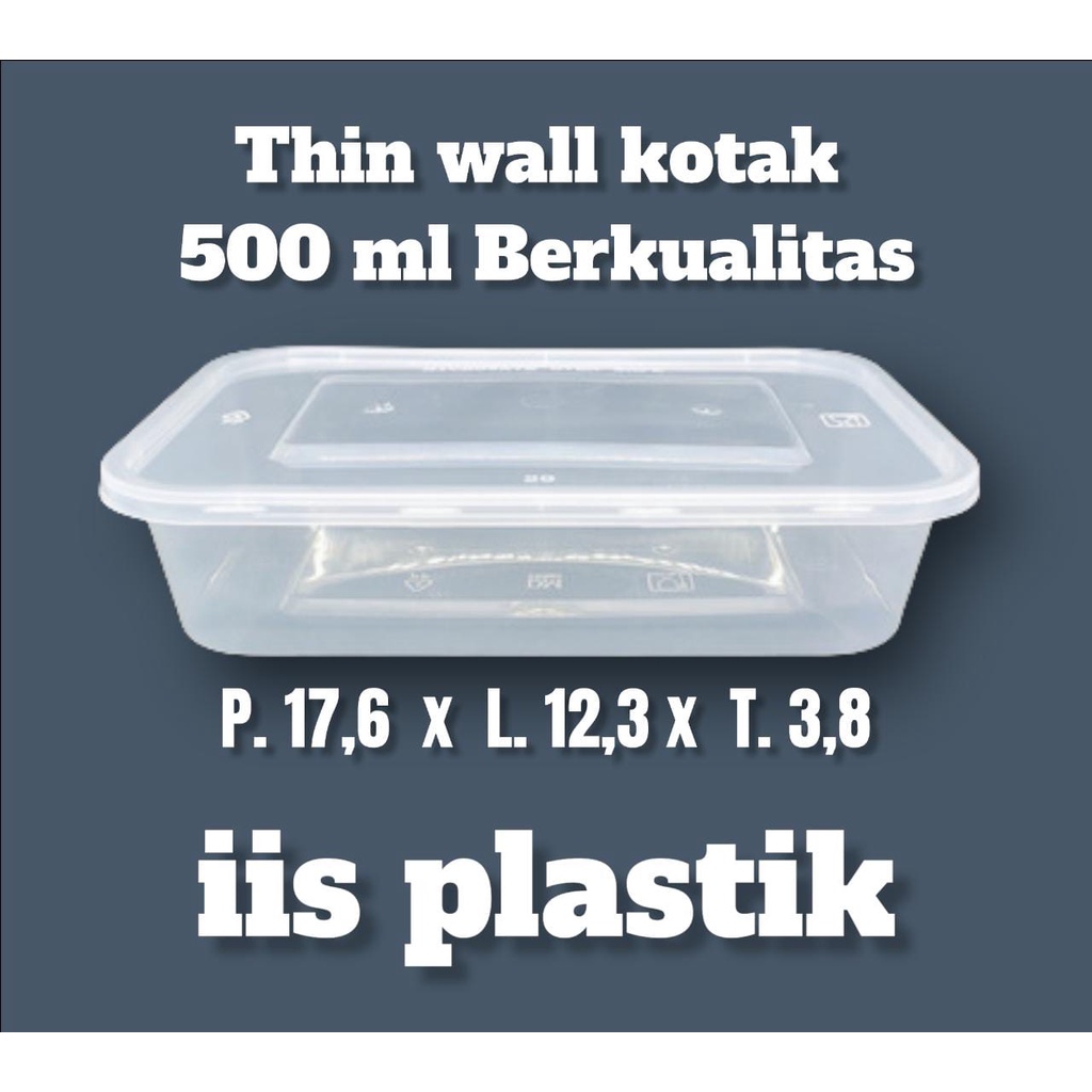 Thinwall kotak 200 ml, 250 ml, 350 ml, 1000 ml, 1500 ml, 2000 ml, 3000 ml isi 25 pcs perRoll plus tutup