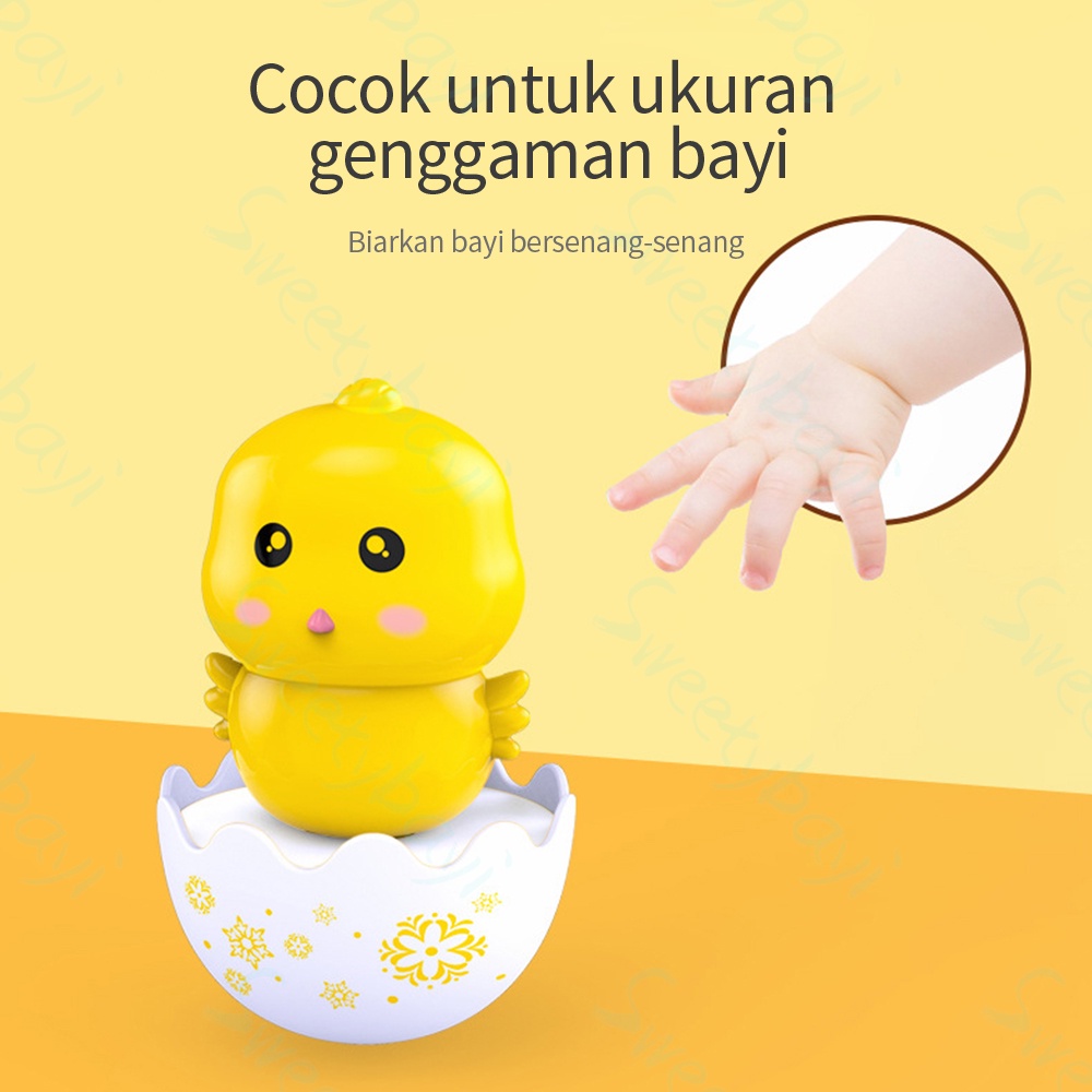 Sweetybayi Mainan bayi anak Mainan tumbler bentuk kartun dengan bunyi