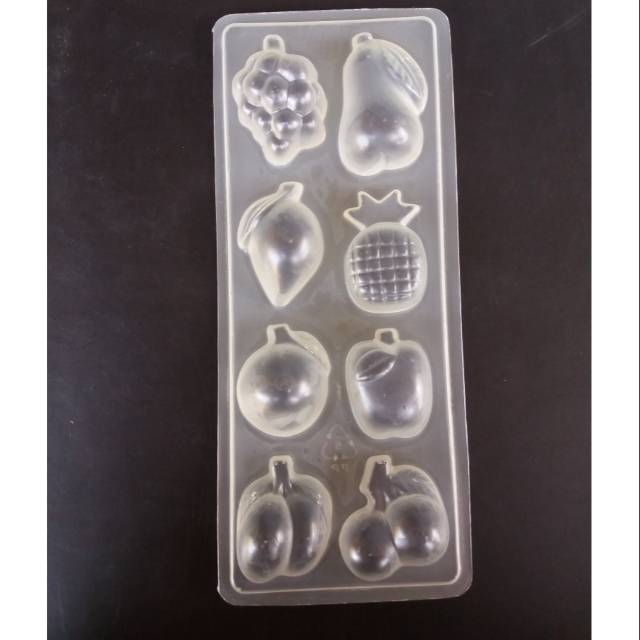 Cetakan Coklat Puding Plastik Putih Bentuk Aneka Buah