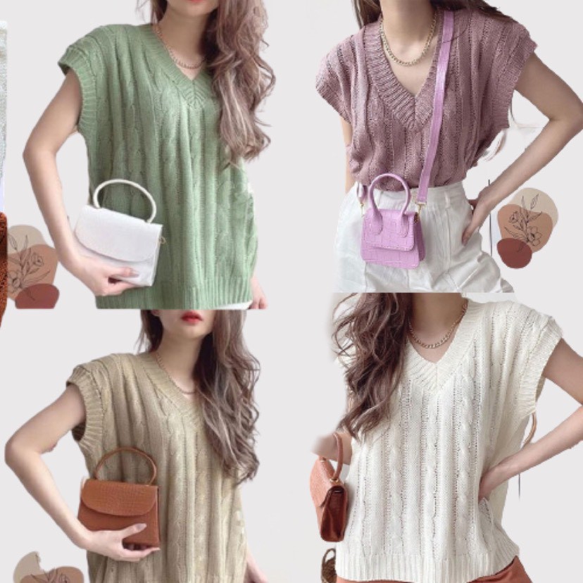 IMP Vest Rajut Wanita WaffleKnit Sweater
